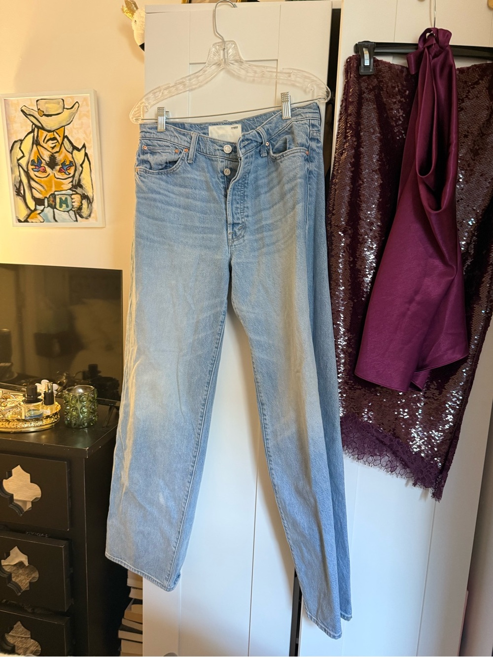 MOTHER Light Blue Straight-Leg Women’s Jeans